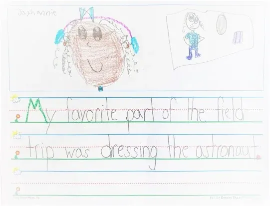 Jayhannie's drawing of dressing the astronaut